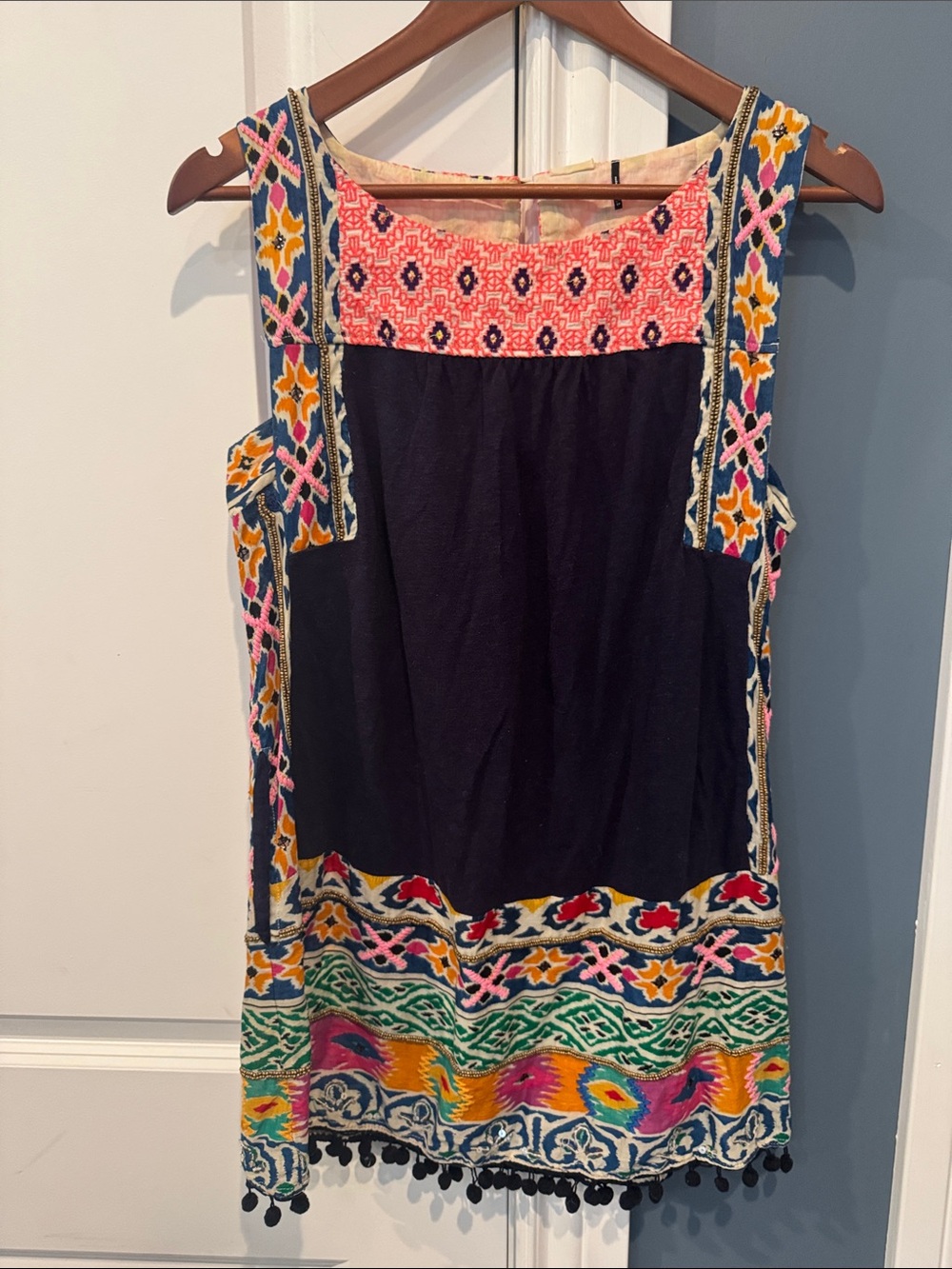 Akemi + Kin anthropologie embroidered beaded Sleeveless Tunic mini Dress small